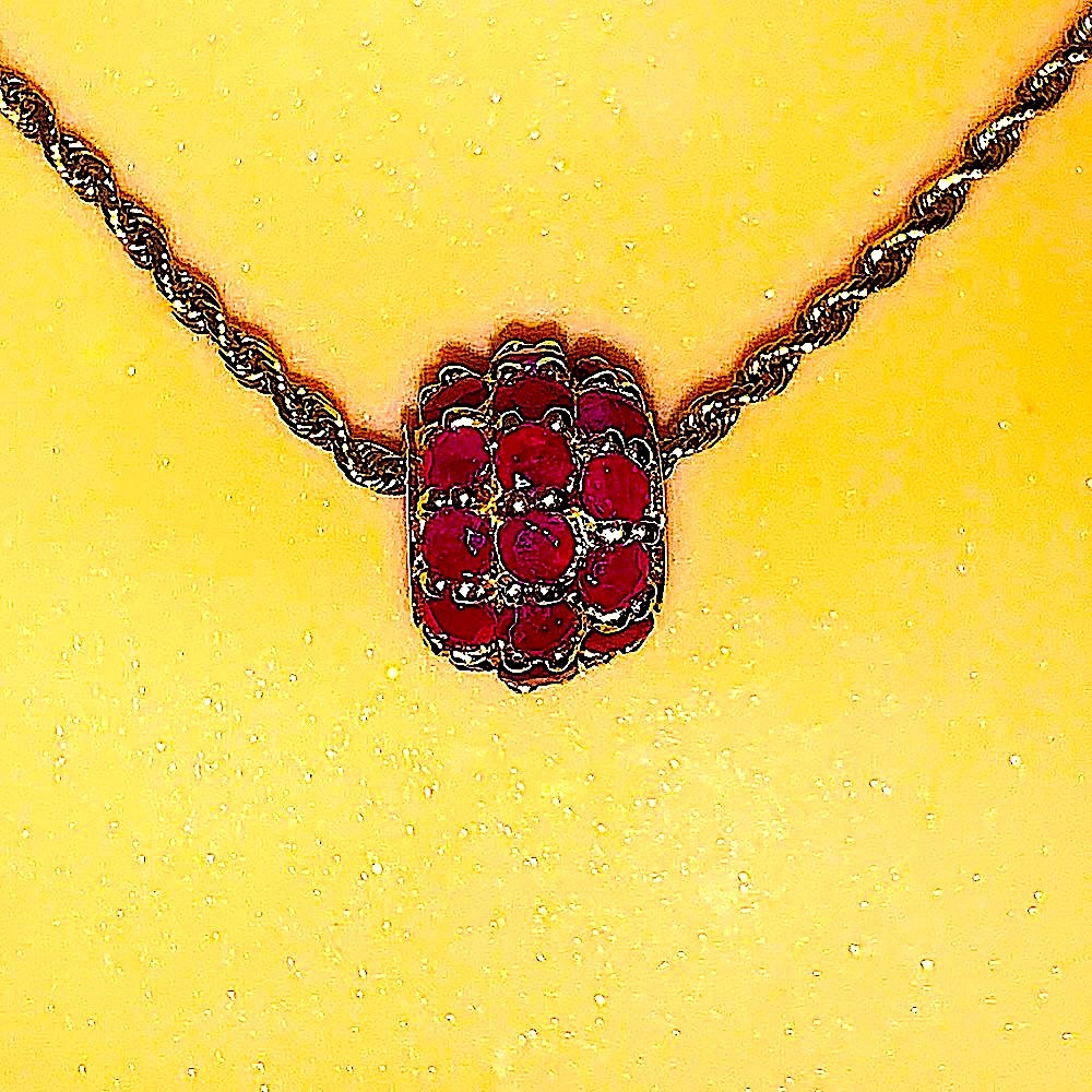 20 inch 14K Rope chain w/ 14k 30 Ruby pendant
